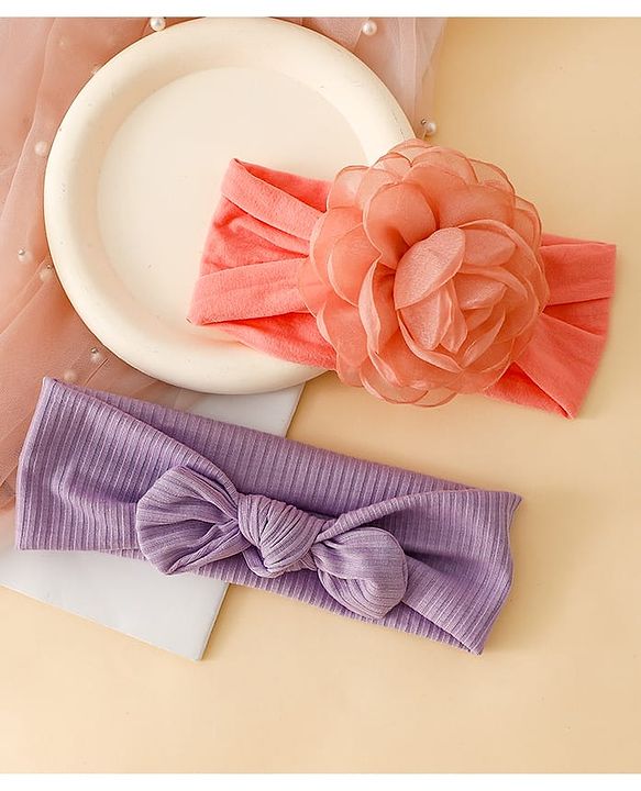 Floral Bow Stretch Baby & Kids Headband - Pink & White