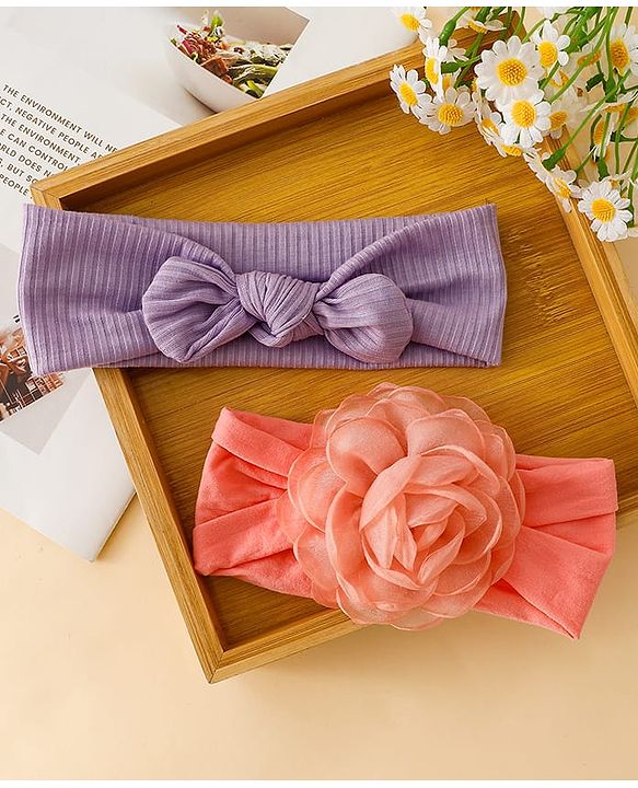 Floral Bow Stretch Baby & Kids Headband - Pink & White