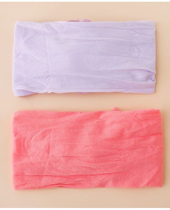 Babyhug Headbands With Floral and Bow Applique Pack of 2 -Purple, Peach