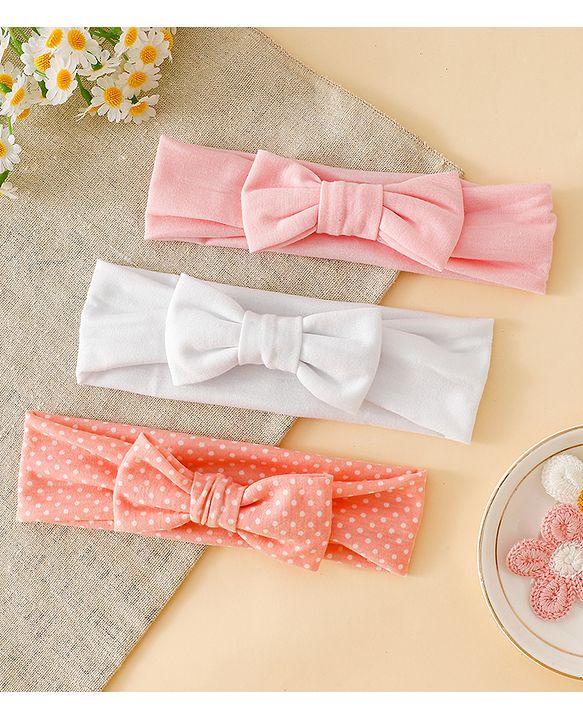 Babyhug Free Size Baby Headbands with Polka Dots Pack of 3 - Multicolor