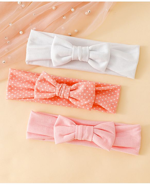 Babyhug Free Size Baby Headbands with Polka Dots Pack of 3 - Multicolor