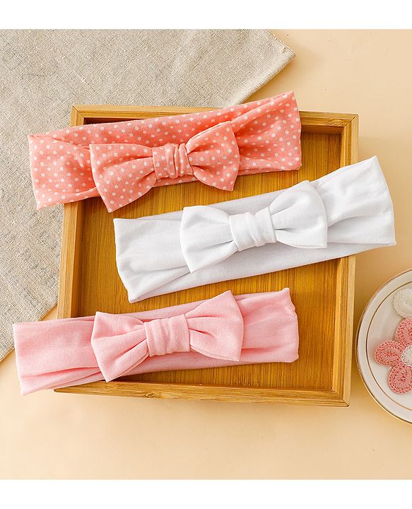 Babyhug Free Size Baby Headbands with Polka Dots Pack of 3 - Multicolor