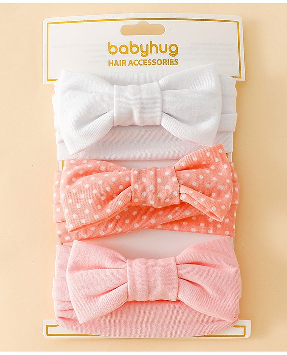 Babyhug Free Size Baby Headbands with Polka Dots Pack of 3 - Multicolor