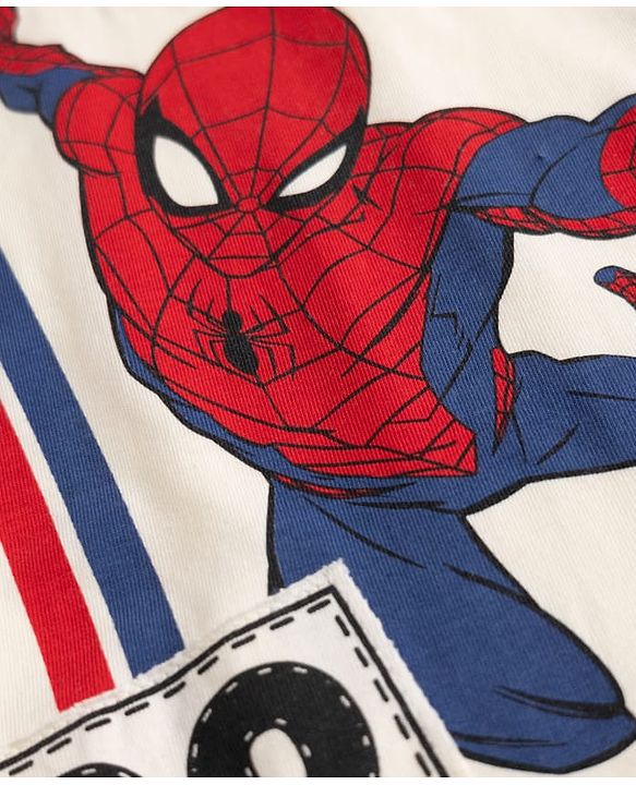 Babyhug Marvel Single Jersey Knit Full Sleeves T-Shirt & Joggers Set With Spiderman Graphic - Blue