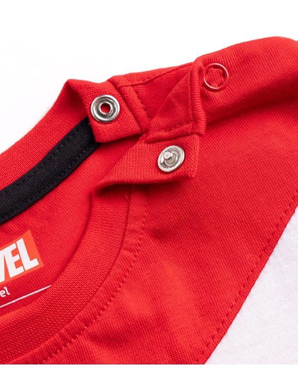 Babyhug Marvel Single Jersey Knit Full Sleeve Cut and Sew T-shirt & Joggers Set With Spider-man Graphics - Red