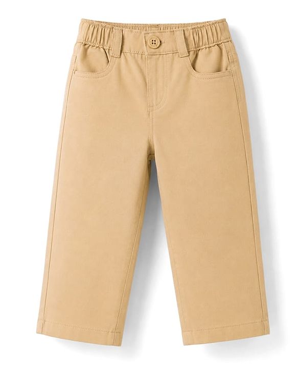 Babyhug 100% Cotton Woven Full Sleeves Solid Color Shirt & Pant Set - Blue & Beige