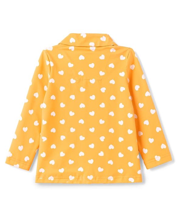 Babyhug 100% Cotton Knit Full Sleeves Shirt & Pyjama Night Suit with Hearts Print - Yellow
