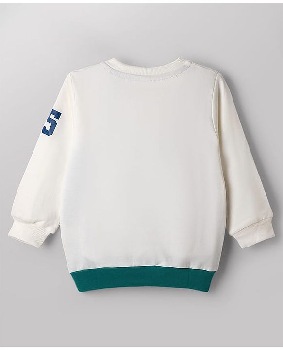 Babyhug Terry Knit Full Sleeves T-Shirt & Denim Jeans Set with New York Print & Cut & Sew Design - White & Green