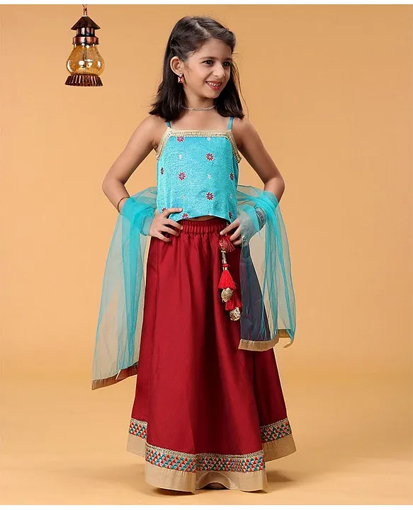 Buy Babyhug Sleeveless Embroidered Choli with Lehenga and Dupatta Pink for  Girls (5-6Years) Online in India, Shop at FirstCry.com - 14719034