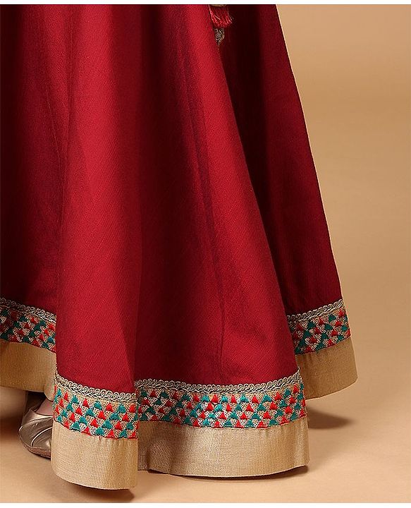 Babyhug Singlet Lehenga Choli Set With Jari & Sequin Border - Blue Red