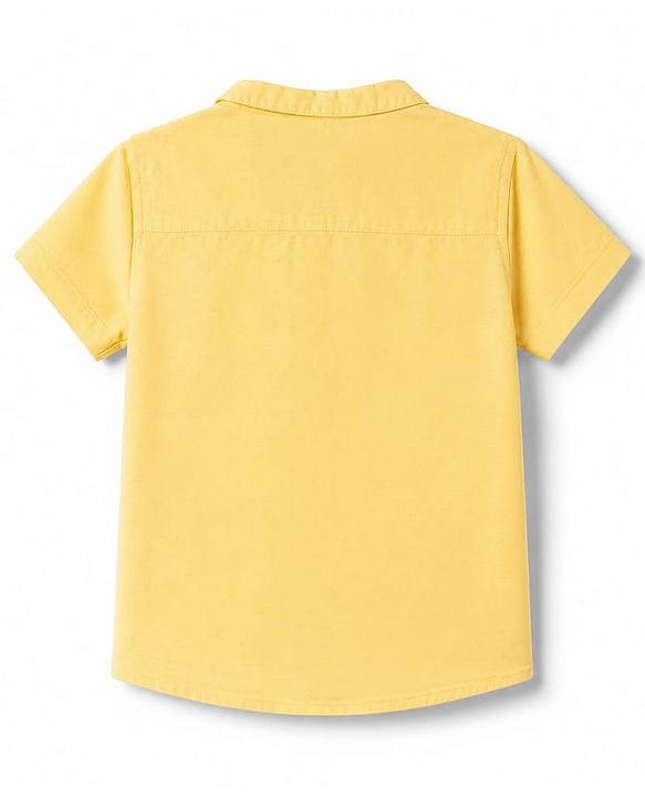 Babyhug Cotton Woven Half Sleeves Shirt & Denim Shorts Set - Yellow