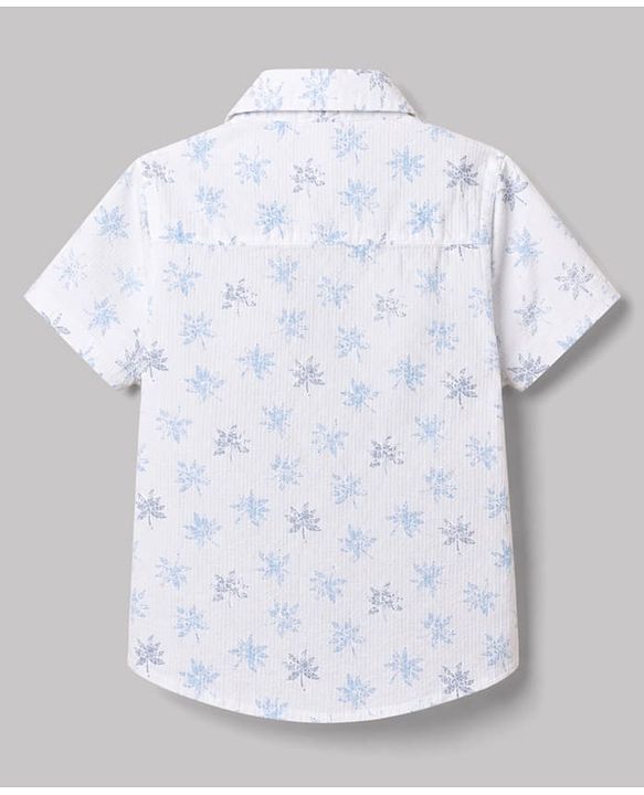 Babyhug 100% Cotton Woven Half Sleeves Shirt & Shorts Set With Floral Print - White