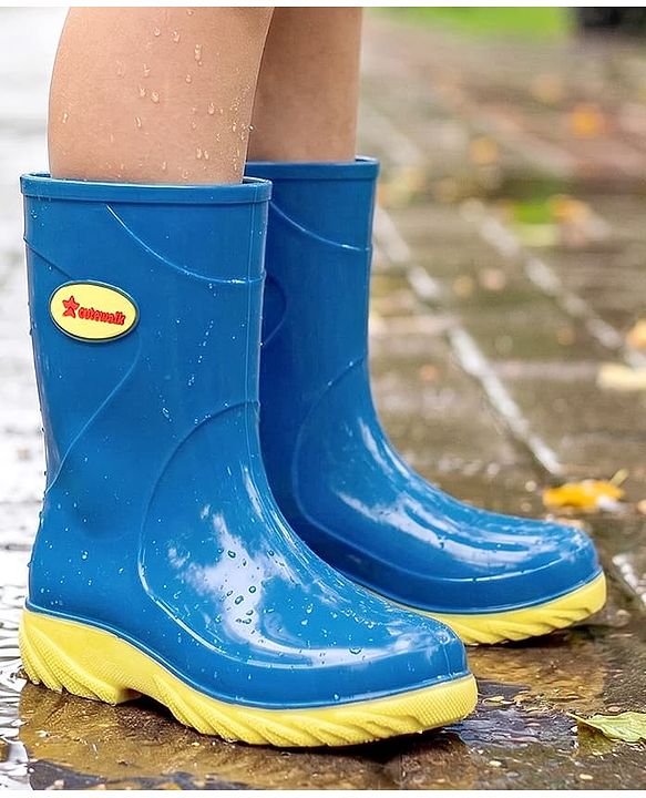 Cute Walk by Babyhug Comfortable slip on with Anti skid Rain Boot - Blue & Yellow