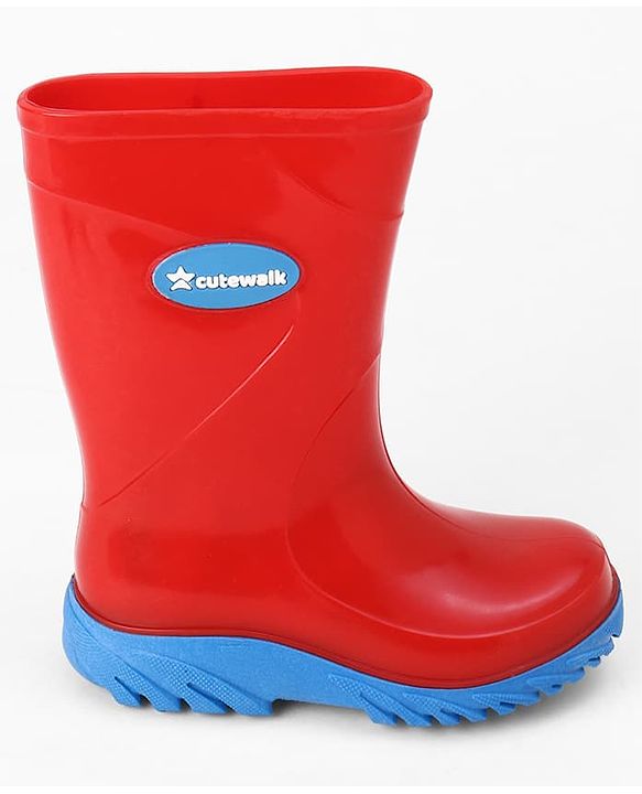 Cute Walk by Babyhug Comfortable slip on with Anti skid Rain Boot - Blue & Red