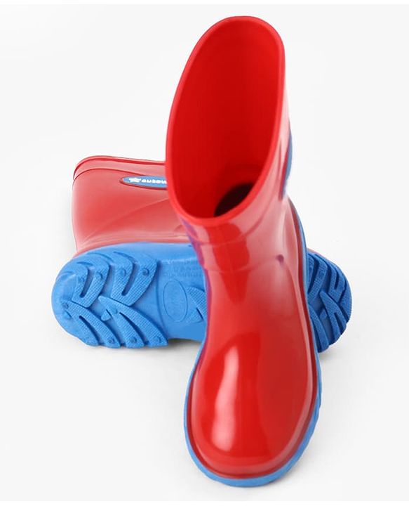 Cute Walk by Babyhug Comfortable slip on with Anti skid Rain Boot - Blue & Red