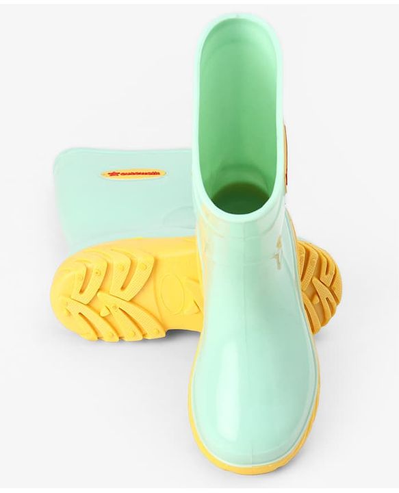 Cute Walk by Babyhug Comfortable slip on with Anti skid Rain Boot - Mint & Yellow