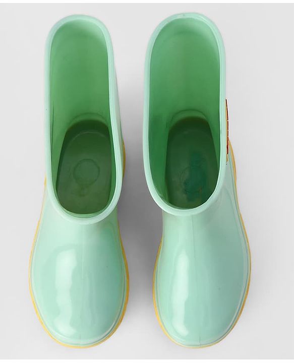 Cute Walk by Babyhug Comfortable slip on with Anti skid Rain Boot - Mint & Yellow