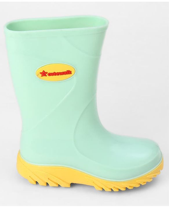 Cute Walk by Babyhug Comfortable slip on with Anti skid Rain Boot - Mint & Yellow