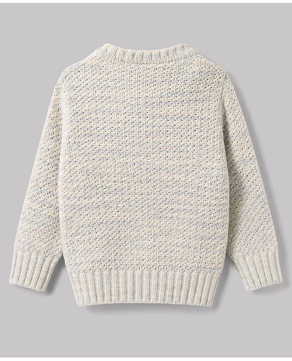 Babyhug Knit Full Sleeves Bow Sequinned Pullover Sweater - Light Pink