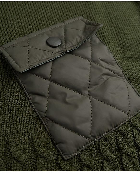 Pine Kids Knit Full Sleeves Pullovers With Cable Knit Design   - Olive Green