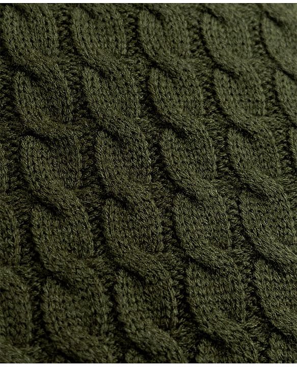 Pine Kids Knit Full Sleeves Pullovers With Cable Knit Design   - Olive Green