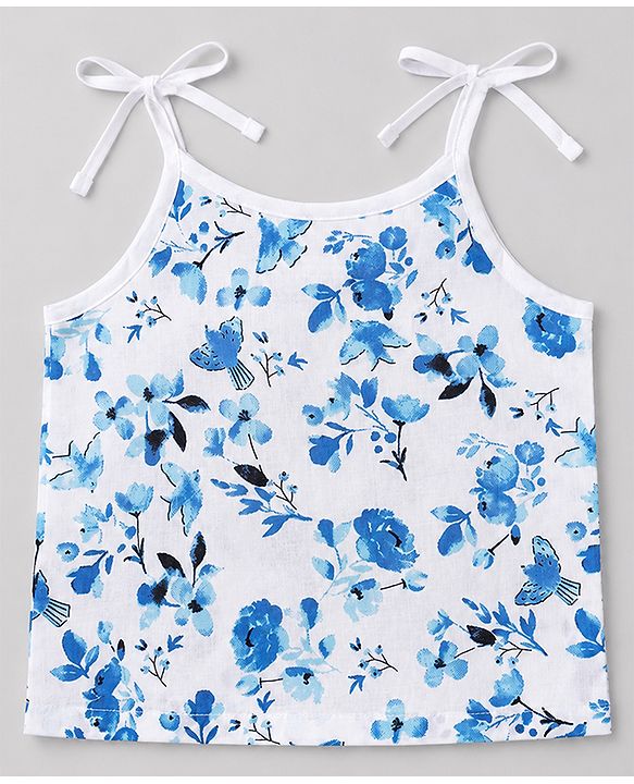 Babyhug 100% Cotton Cambric Woven Sleeveless Shoulder Tie Knot Slip With Floral Print Pack of 3 - Multicolor