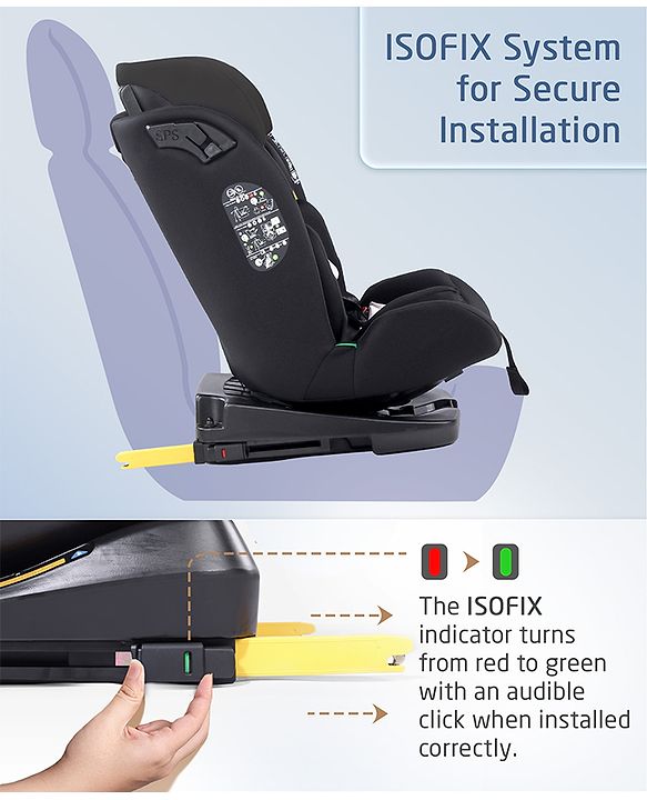 Babyhug Convertible 2 in 1 Car Seat with Isofix & Non Isofix, 360° Rotatable Seat - Grey| R129 Certified| i-Size Compliant| Rear & Forward Facing| Newborn to 12 Years| Reclining Seat| Cushion Seat