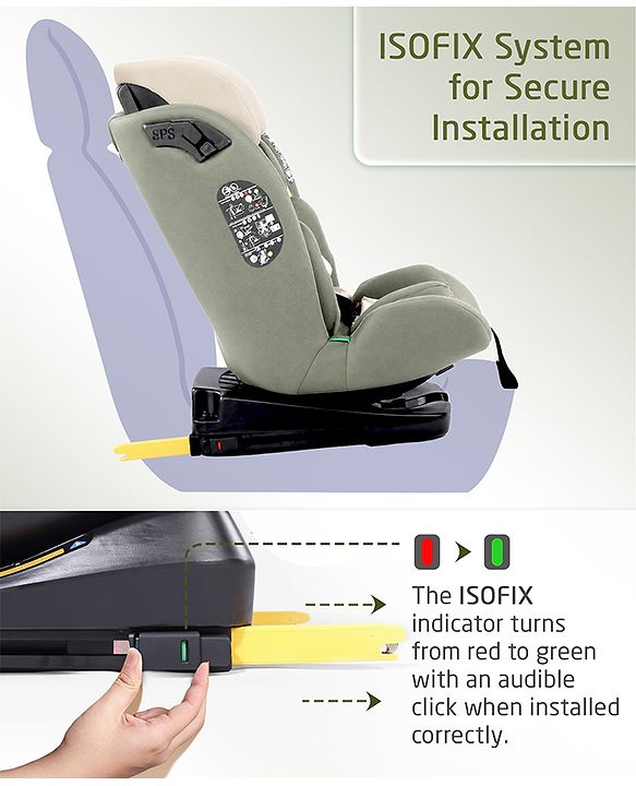 Babyhug Convertible 2 in 1 Car Seat with Isofix & Non Isofix, 360° Rotatable Seat - Grey| R129 Certified| i-Size Compliant| Rear & Forward Facing| Newborn to 12 Years| Reclining Seat| Cushion Seat
