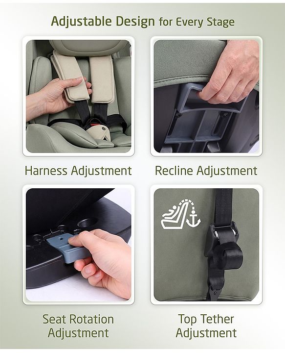 Babyhug Convertible 2 in 1 Car Seat with Isofix & Non Isofix, 360° Rotatable Seat - Grey| R129 Certified| i-Size Compliant| Rear & Forward Facing| Newborn to 12 Years| Reclining Seat| Cushion Seat