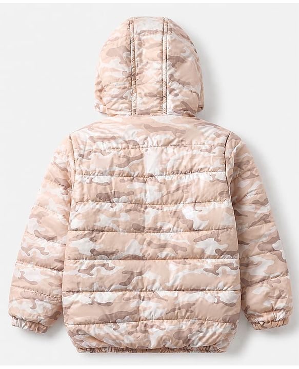 Babyhug Woven Jacket and Pant with Full Sleeves and Camouflage Print in Brown for 0-1 Month