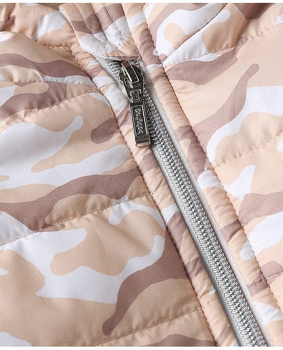 Babyhug Woven Jacket and Pant with Full Sleeves and Camouflage Print in Brown for 0-1 Month