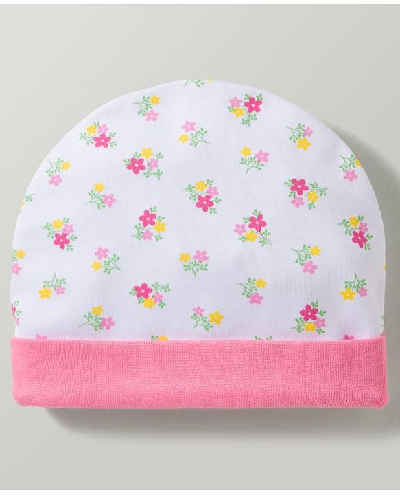 Babyhug 100% Cotton Interlock Knit Cap Mittens & Booties With Floral Print Multicolor - Diameter 17.5 cm