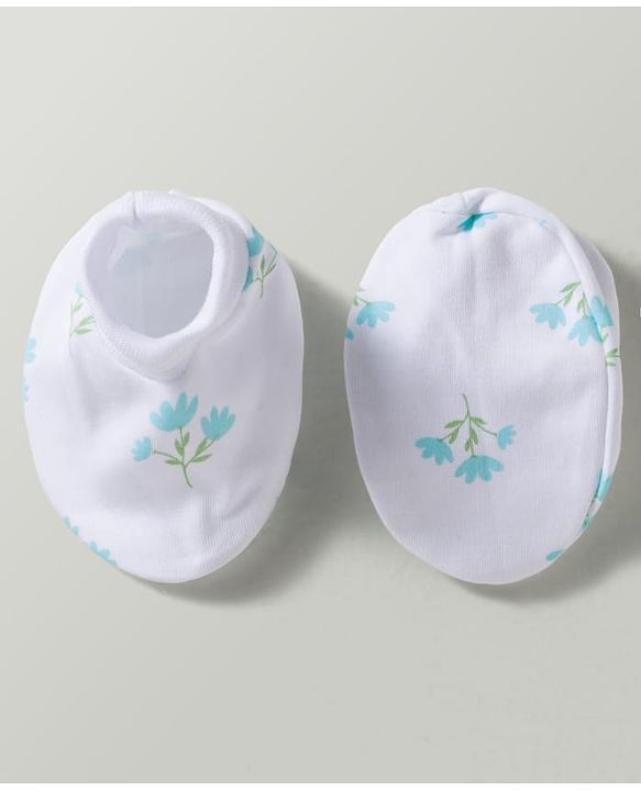 Babyhug 100% Cotton Interlock Knit Mittens & Booties With Floral Print - Multicolor