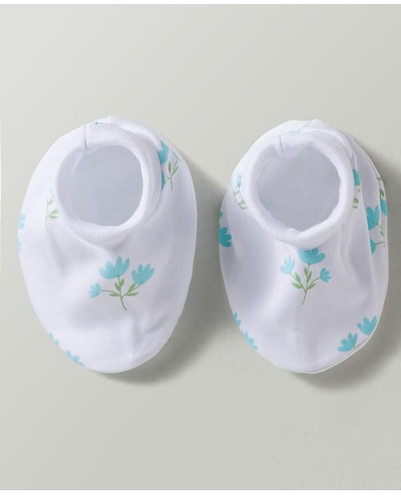 Babyhug 100% Cotton Interlock Knit Mittens & Booties With Floral Print - Multicolor