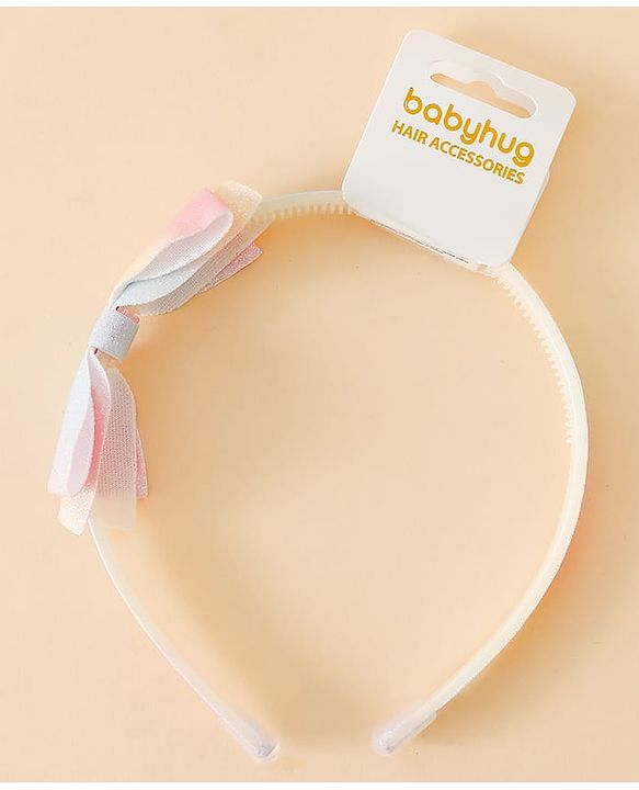 Babyhug Hair Band With Bow Applique - Pink