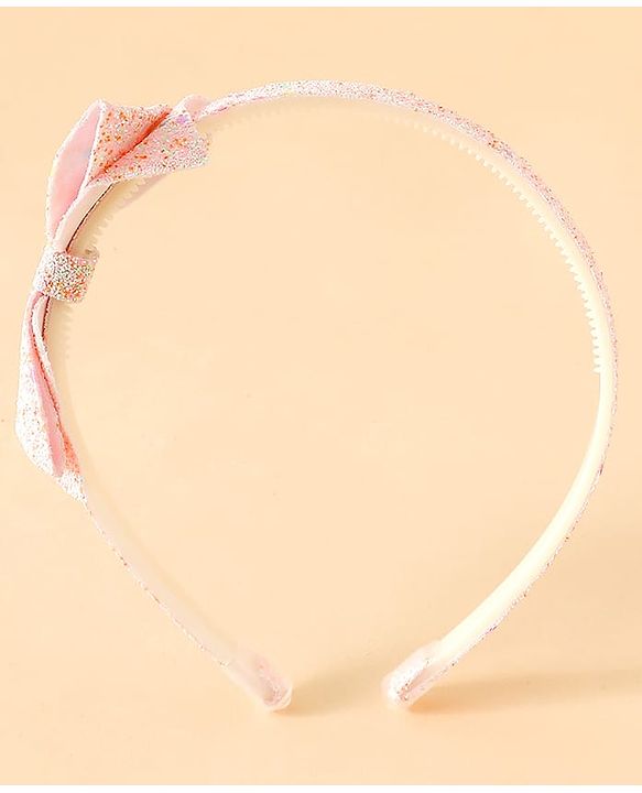 Babyhug Hair Band With Glitter Bow Applique -Pink