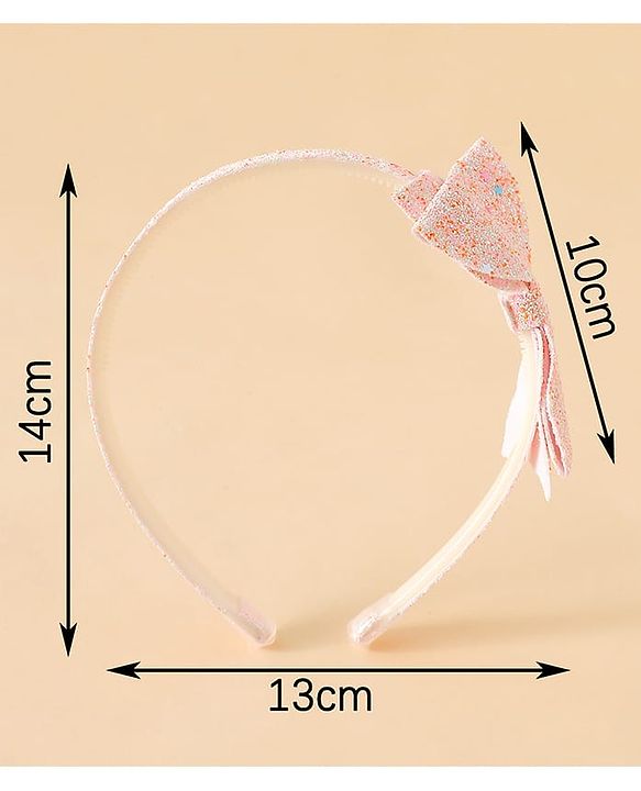 Babyhug Hair Band With Glitter Bow Applique -Pink