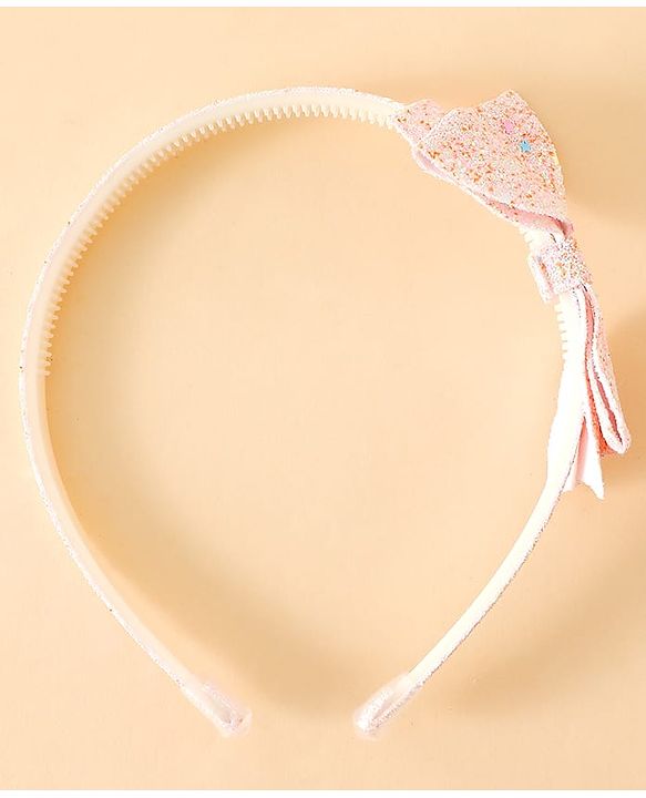 Babyhug Hair Band With Glitter Bow Applique -Pink