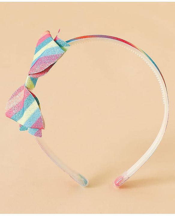 Babyhug Hair Band With Bow Applique - Pink and Blue