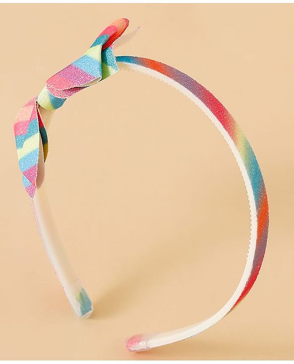Babyhug Hair Band With Bow Applique - Pink and Blue