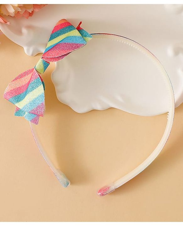 Babyhug Hair Band With Bow Applique - Pink and Blue