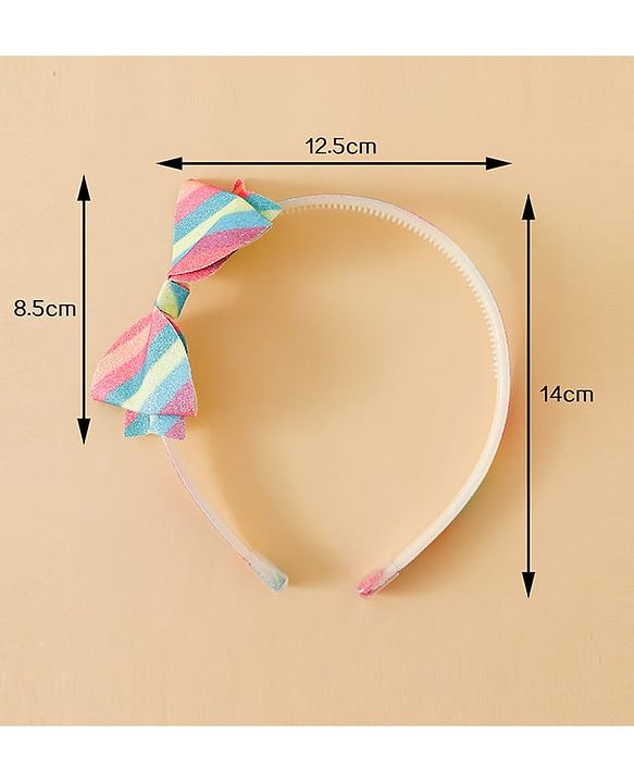 Babyhug Hair Band With Bow Applique - Pink and Blue