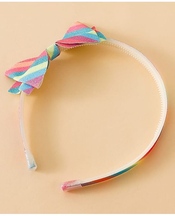 Babyhug Hair Band With Bow Applique - Pink and Blue