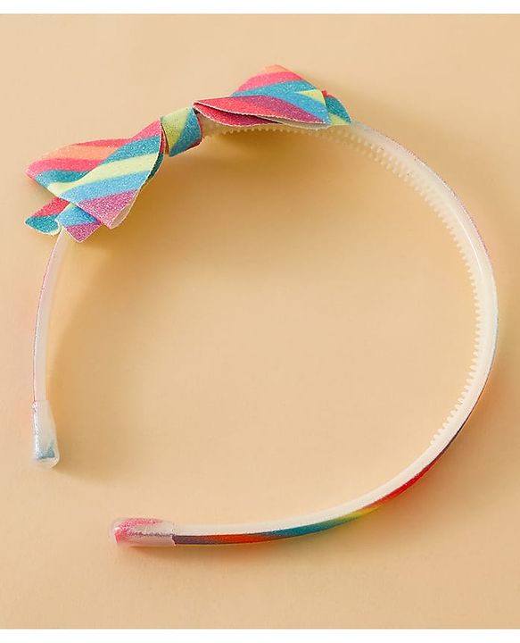 Babyhug Hair Band With Bow Applique - Pink and Blue