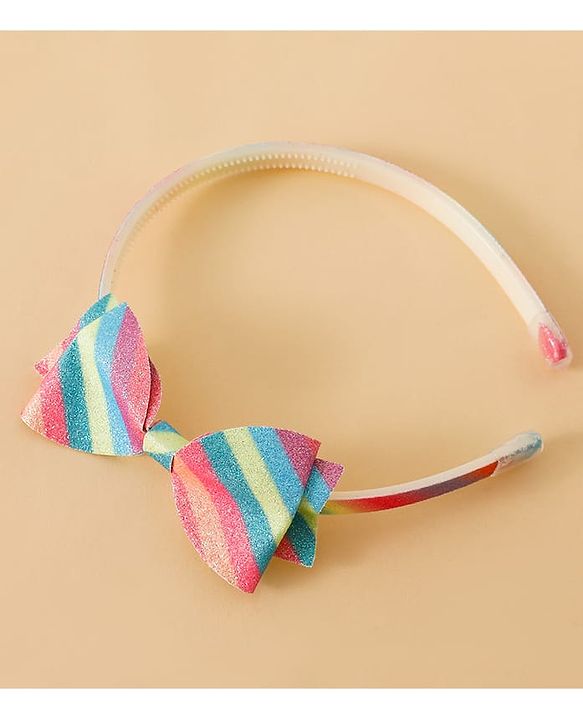 Babyhug Hair Band With Bow Applique - Pink and Blue