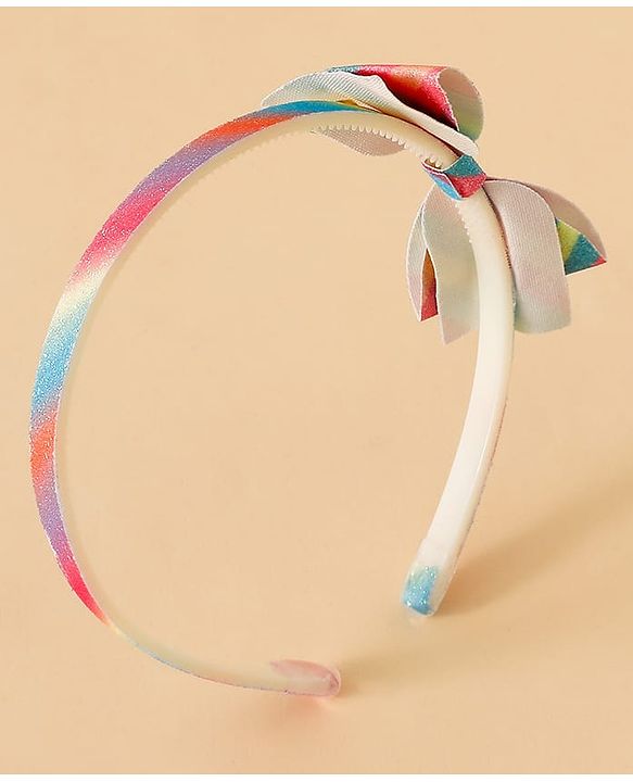 Babyhug Hair Band With Bow Applique - Pink and Blue