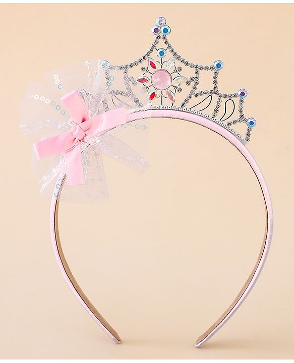 Babyhug Free Size Hair Bands With Embellished Bow Applique - Pink