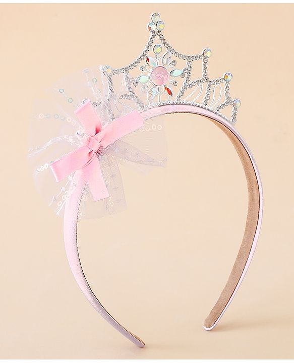 Babyhug Free Size Hair Bands With Embellished Bow Applique - Pink