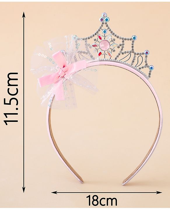 Babyhug Free Size Hair Bands With Embellished Bow Applique - Pink