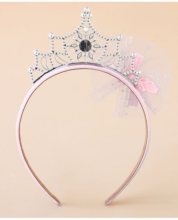 Babyhug Free Size Hair Bands With Embellished Bow Applique - Pink